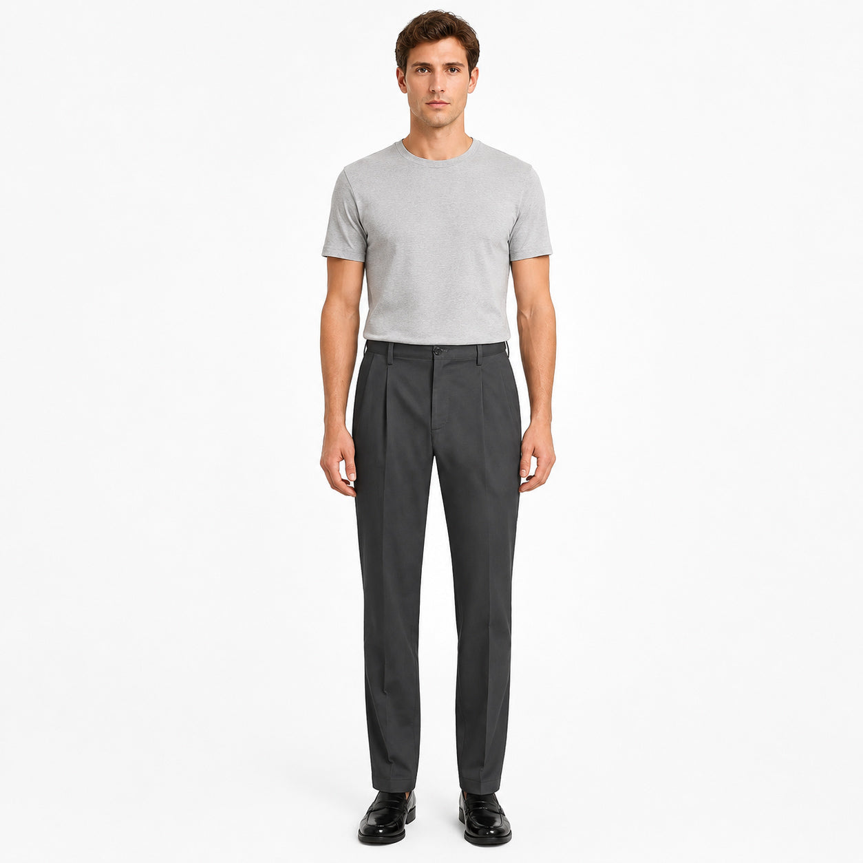 Pantalón Gabardina pinzado Gris Hombre