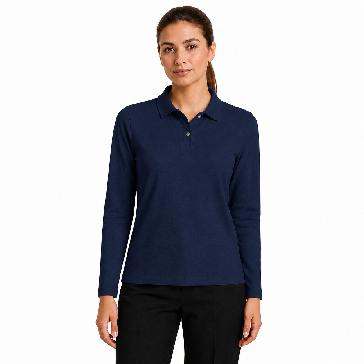 Polera Pique Mujer Manga Larga Azul Marino