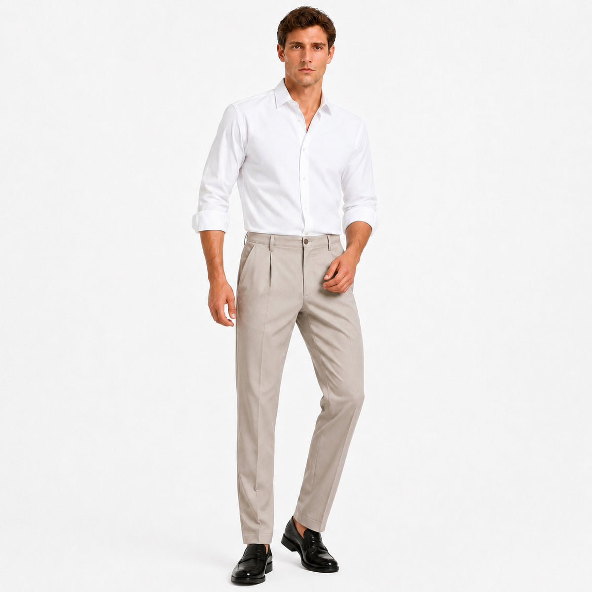 Pantalón Gabardina pinzado Beige Hombre - 40