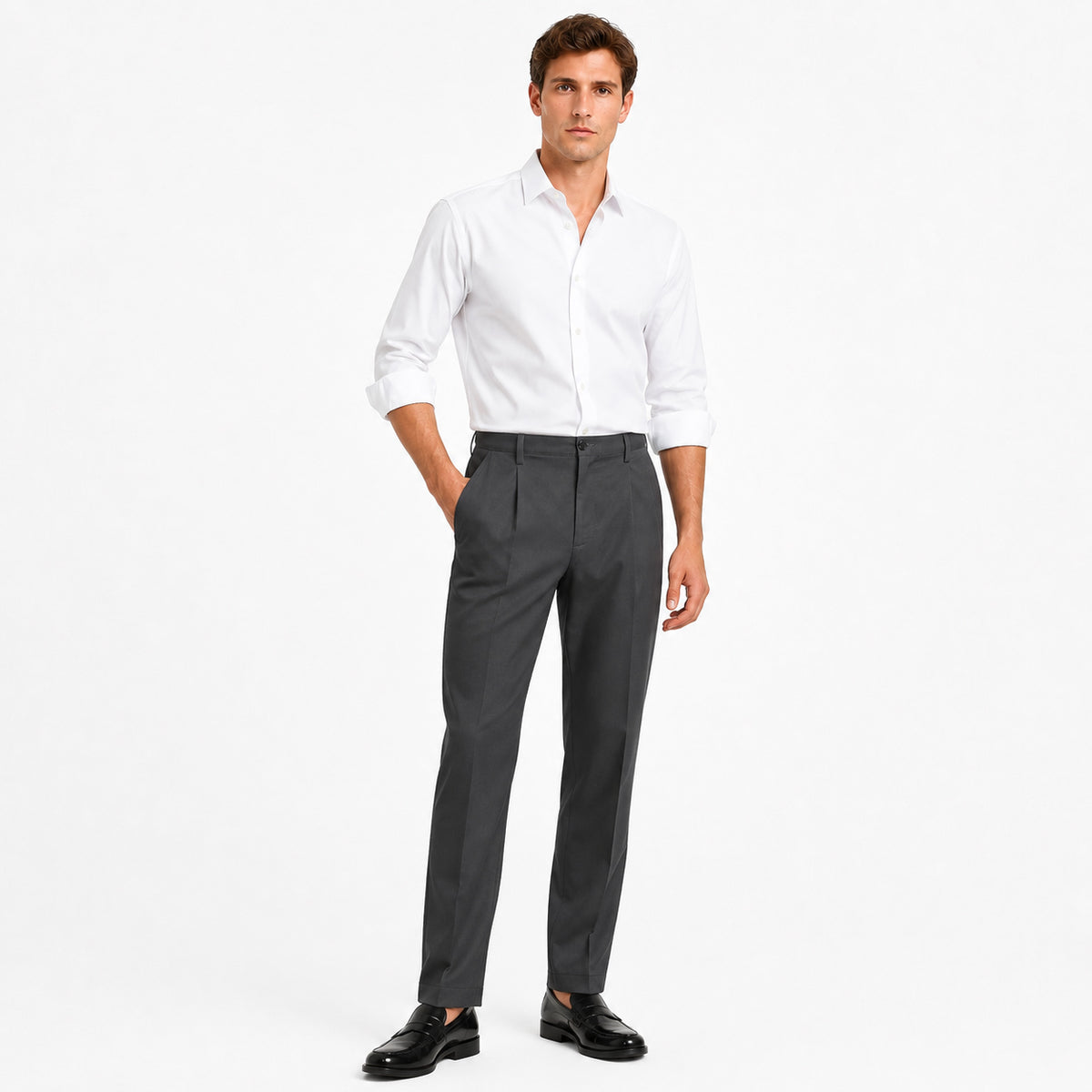 Pantalón Gabardina pinzado Gris Hombre - 40