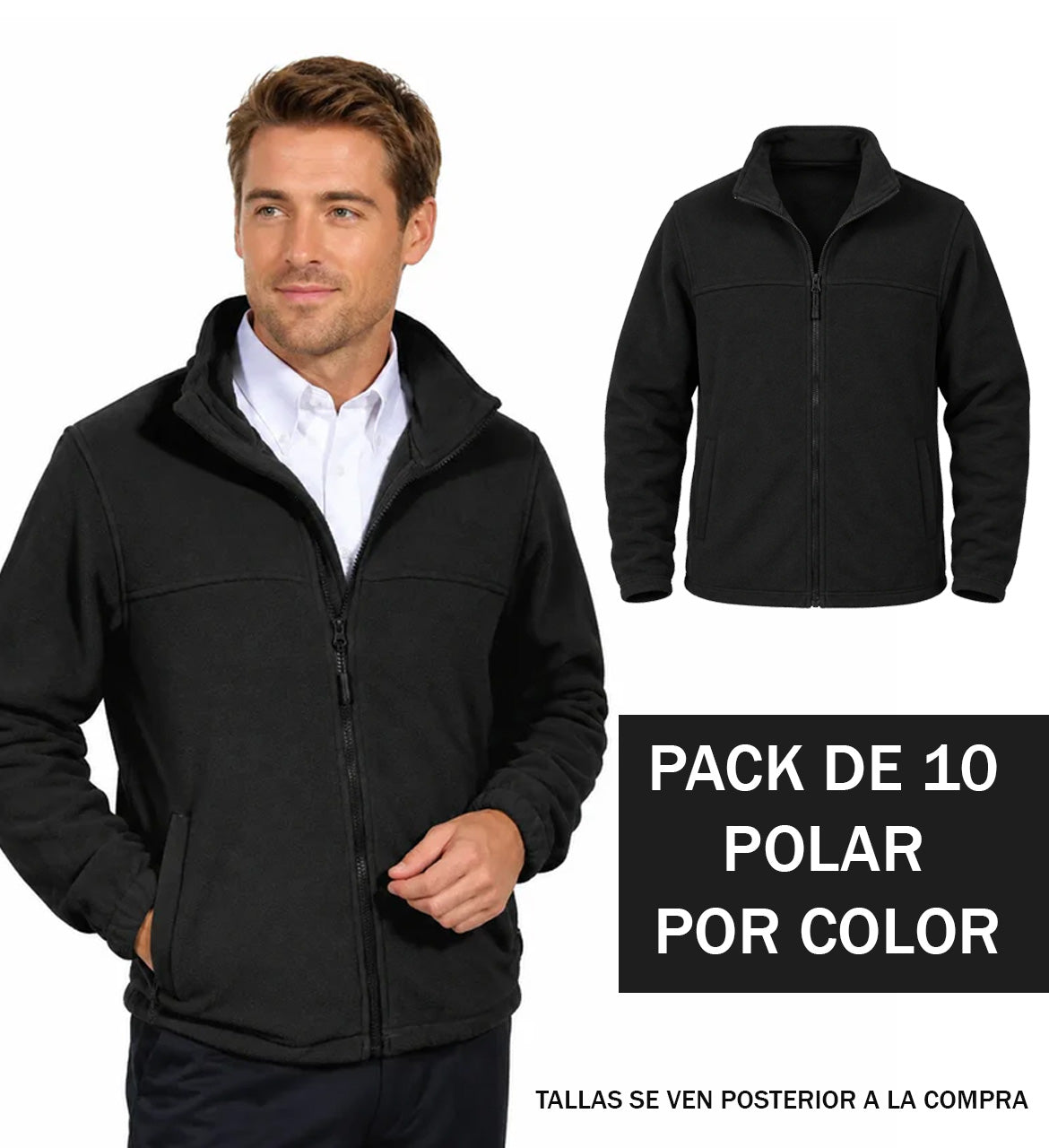 Pack de 10 unidades - Micropolar Hombre M/L Negro - S