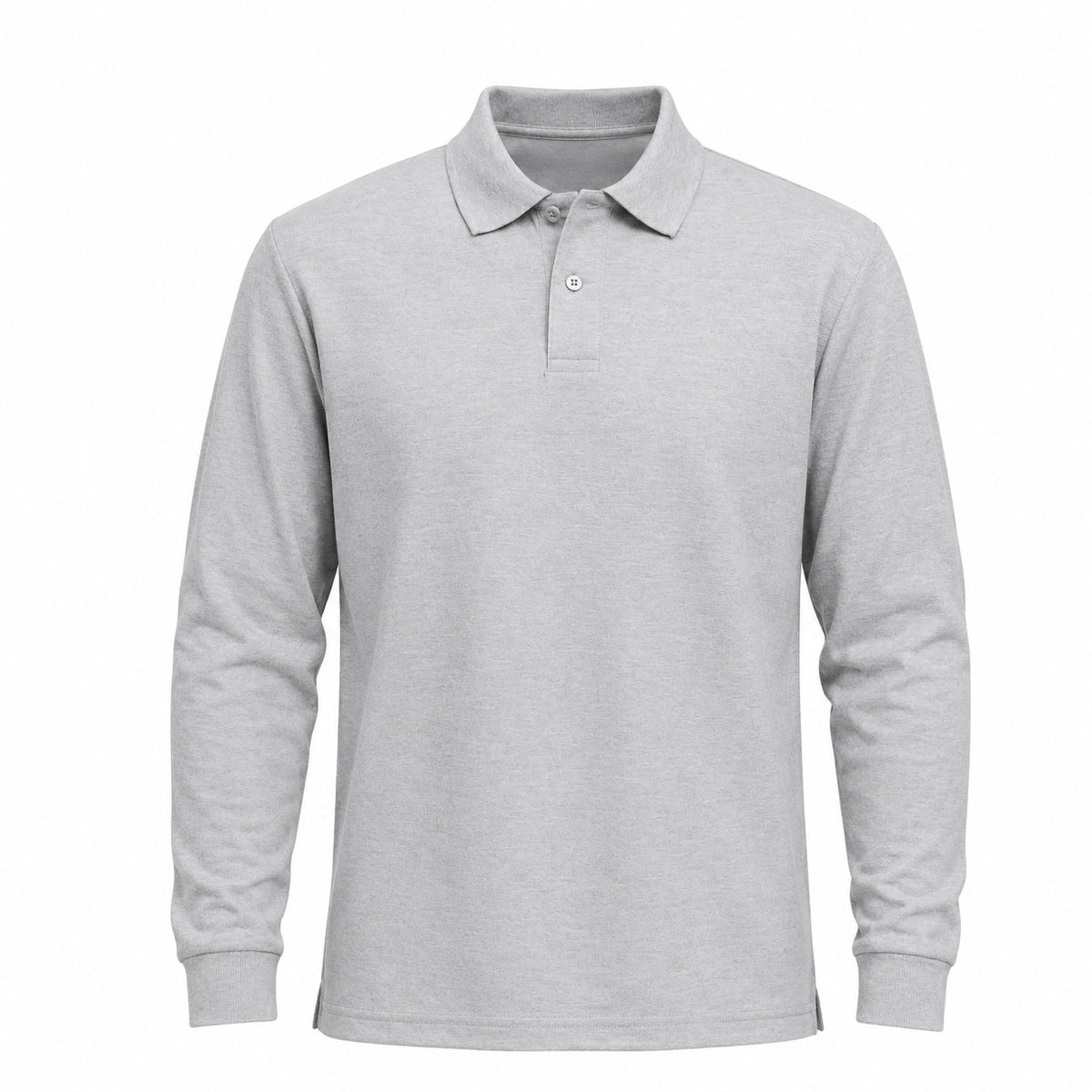 Polera Pique Hombre Manga Larga Gris