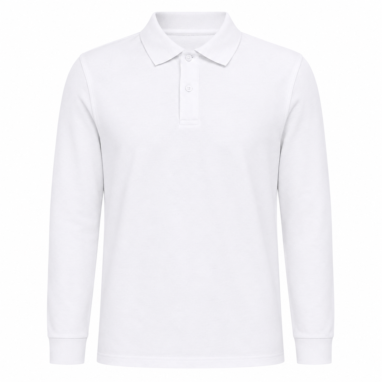 Polera Pique Hombre Manga Larga Blanca