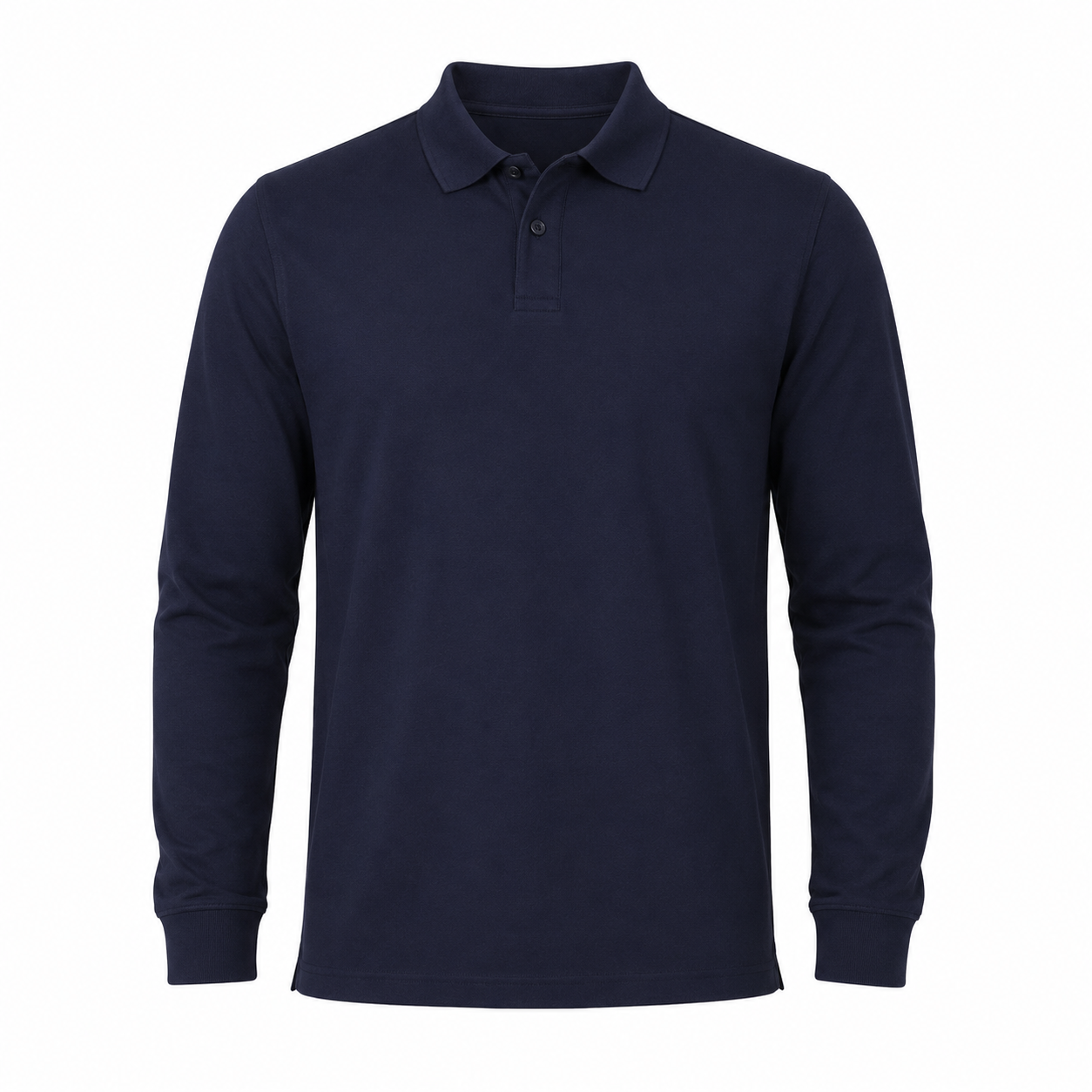 Polera Pique Hombre Manga Larga Azul Marino