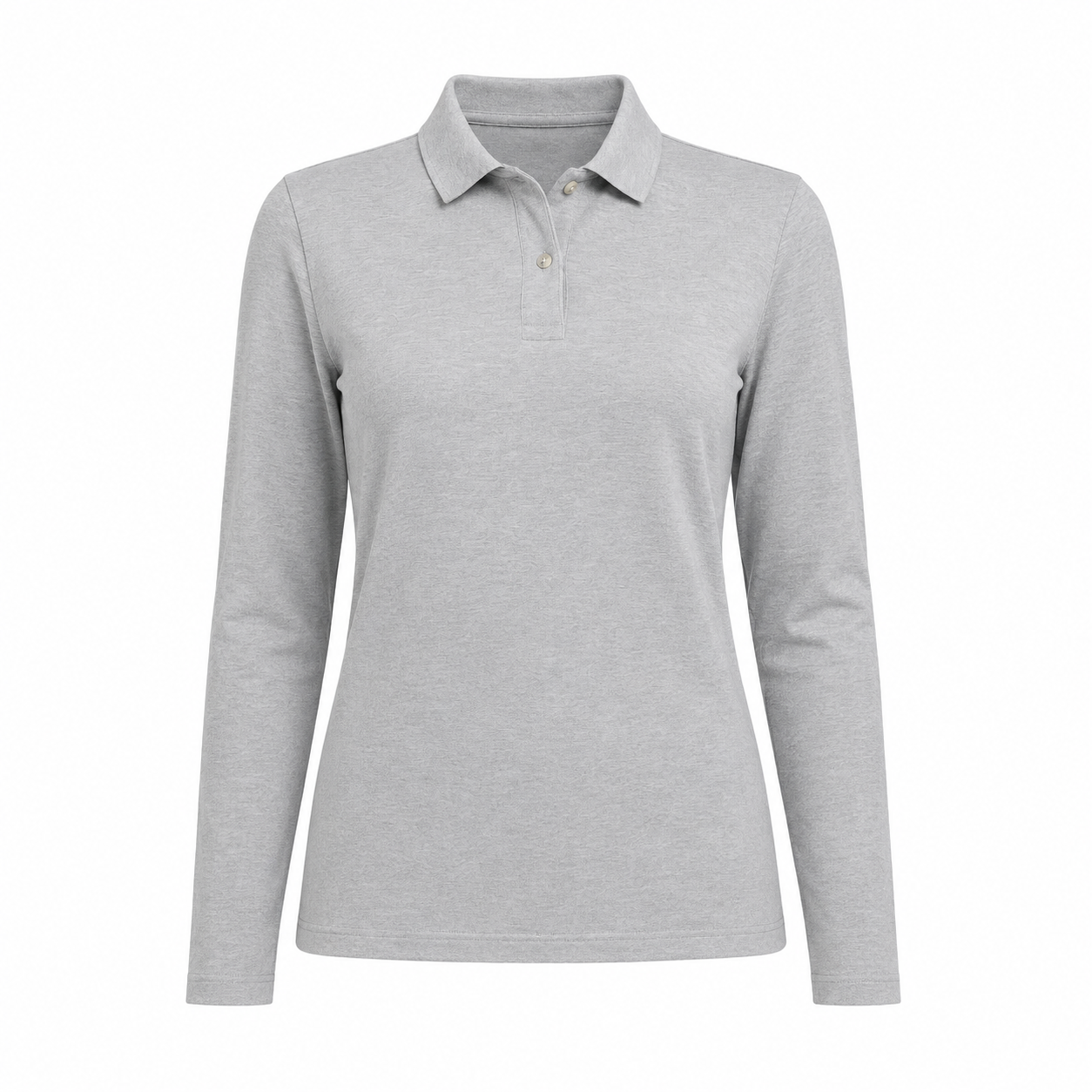 Polera Pique Mujer Manga Larga Gris