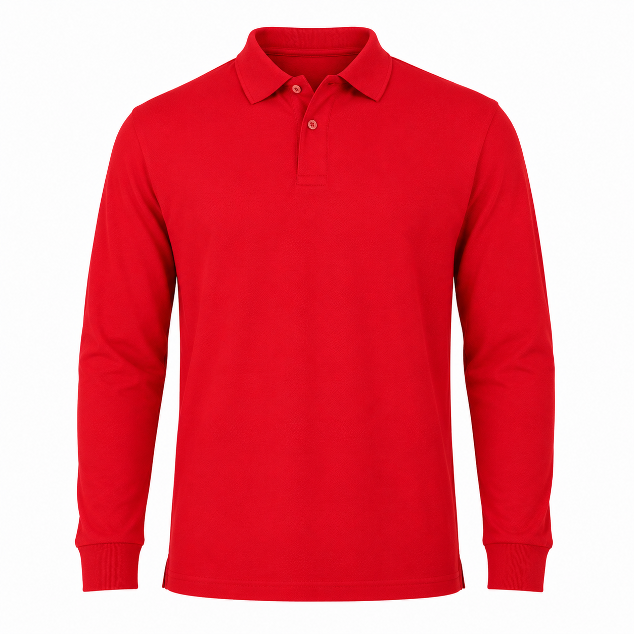 Polera Pique Hombre Manga Larga Roja