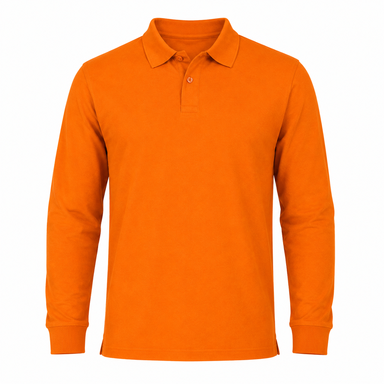 Polera Pique Hombre Manga Larga Naranja