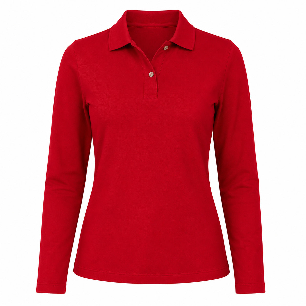 Polera Pique Mujer Manga Larga Roja